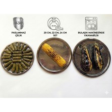 Abant 3'lü Paslanmaz Çelik Sarma Dolma Altlığı(20 Cm 22 Cm 24 Cm)