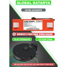Global Batarya Roborock S7 Maxv Uyumlu Akıllı Robot Süpürge Bataryası 14.4V 7000MAH Li-Ion Pil (Ultra Kapasite)