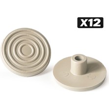 Mezmob 30MM Mobilya Ayağı 12 Adet Koruyucu Pabuç Baza Dübeli Sert Plastik Poligrit Bej