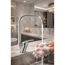 Köşeli L Tipi Borulu Mutfak Bataryası Krom