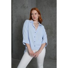 Adisia Kol Katlama Detaylı Bebe Mavi Gömlek