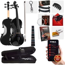 Midex HGA44BK-TYS Full Siyah Set Keman 4/4 (Yastık Reçine Çanta Yedek Tel Susturucu Yay)