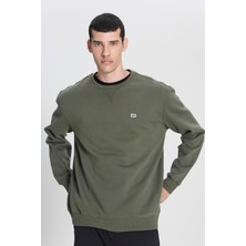 Lee L81Iry A61 Olıve Grove Erkek Small Logo Baskılı Regular Bısıklet Yaka Sweatshırt