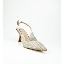 Miss Park Moda 4004 Altın Simli Topuklu Kadın Abiye Ayakkabı