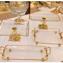 Atabey Home 5 Parca Yaldızlı Cam Sunum Seti