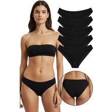 Sensu Kadın Günlük Pamuklu Külot Siyah Bikini Model 5'li Paket KTS1056