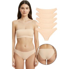 Sensu Kadın Günlük Pamuklu Külot Ten Bikini Model 5'li Paket KTS1058