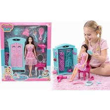 Nasyonel Toys Cindy Oyuncak Bebek Gardırop & Kuaför Seti – Dolaplı, Aksesuarlı Kız Çocuk Oyuncağı