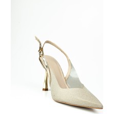 Miss Park Moda 3006 Altın Simli Topuklu Kadın Abiye Ayakkabı