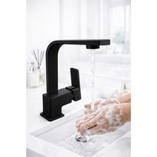 Fulcie Siyah Lavabo Kare Lavabo Eviye Bataryası Siyah