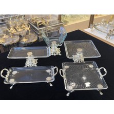 Atabey Home 5 Parca Döküm Ayaklı Cam Servis Seti Gümüş