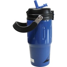 Shotay ST-8168 Çift Kullanım Pipetli/rahat Içim Mavi 900ML Çelik Termos