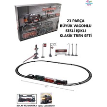 Brother Toys 23 Parça Pilli Sesli ve Işıklı Klasik Tren 105 cm 3 Farklı Ray Seçeneği Oyuncak Lokomotif Seti