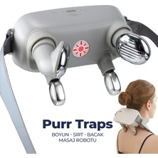 Purr Traps Boyun & Omuz Masaj Aleti – Insan Eli Hissi - Shiatsu Masajı, Isı ve Kırmızı Işık Özellikli Uzaktan Kumandalı Masaj Robotu