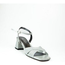 Miss Park Moda 1002 Simli Alçak Topuklu Ayakkabı Gümüş