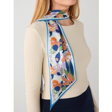 Jimmy Key Mavi Çiçek Desenli Dokuma Fular