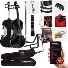 Midex HGA44BK-STYS Full Siyah Set Keman 4/4 (Yastık Stand Susturucu Yedek Tel Reçine Çanta Yay)