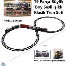 Brother Toys 19 Parça Pilli Sesli ve Işıklı Klasik Tren 91 cm 3 Farklı Ray Seçeneği Oyuncak Lokomotif Seti
