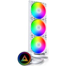 Montech Lightflow Argb 360 Beyaz – Ultra Sessiz Aıo Sıvı Cpu Soğutucu, 3100 Rpm Pompa, Üçlü Sessiz Fanlar, Üstün Isı Dağılımlı Yüksek Verimli Radyatör, Intel ve Amd Uyumlu