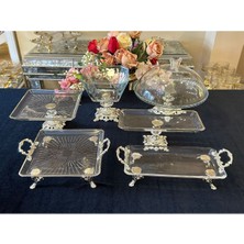 Atabey Home 6 Parca Döküm Ayaklı Cam Servis Seti Gümüş