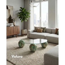 Modern Orta Sehpa & Top Sehpa Cam Sehpa & Küre Orta Sehpa - Jungle - Fasulye - Şeffaf Cam