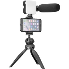 Snopy SN-11P Siyah Profesyonel Vlogging Mikrofon Seti