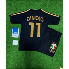SporZ Italya 125.YIL Nicolo Zaniolo Siyah Çocuk Forması 4'lü Set (Black)