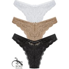 Gecko Collection Kadın Brazilian Dantelli Külot3 Adet