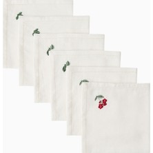 Cabana Floral Medley 6’lı Keten, Çiçek Nakışlı Peçete Seti