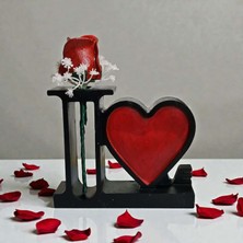 Kelebek Rüyası Sanat Atölyesi Kalp Detaylı Love Vazo-Çiçek ,hediyelik ,sevgililer Günü ,dekor , Mumluk