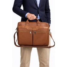 Derise club Taba Renk Unisex Çok Cepli 15,6 İnç Omuz Askılı Evrak Ve Laptop Çantası