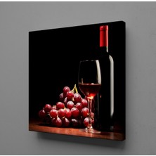 Technopa KIRMIZI ŞARAP-KADEH VE ÜZÜM KANVAS TABLO - 130x130cm