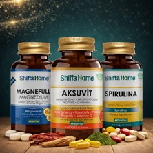Çare Burada ShiffaHome Enerji Arkadaşları Set 1 Magnefull Magnezyum 60 tablet + Aksuvit 60 tablet + Spirulina 60 tablet