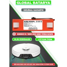 Global Batarya Roborock S8 Uyumlu Akıllı Robot Süpürge Bataryası 14.4V 5200MAH Li-Ion Pil (Orijinal Kapasite)