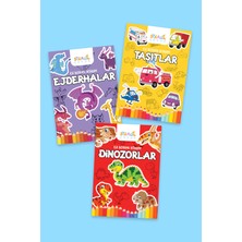Staau Çocuk  Ilk Boyama Kitabım - Eğlenceli Boyama Seti 5 - Ejderhalar / Dinozorlar / Taşıtlar