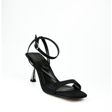 Miss Park Moda 111 Siyah Taşlı Tek Bant Topuklu Abiye Kadın Ayakkabı