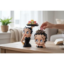 Kelebek Rüyası Sanat Atölyesi Betty Boop Set (Sunumluk ve Saksı ) , Dekor , Hediyelik , Kahve Sunum , Saksı