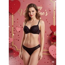 Zerogaprise Kadın Yarım Dolgulu Kalp Baskı Detaylı Sütyen Takımı