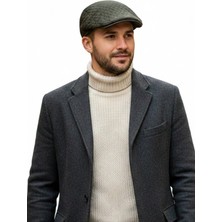 Bay Şapkacı Erkek Haki Kapitone Desenli Kasket Şapka - Kışlık Flat CAP8176