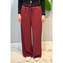 Lale Butik Lyocell Bolpaça Kot Pantolon 2773 Bordo