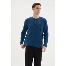 Purificado %100 Pamuk Yeni Sezon Erkek Düğme Yakalı Pijama Takımı