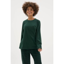 Kly Kadın Bisiklet Yaka Ekose Desenli Şık Tasarım Pijama Takımı