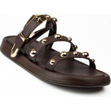 Miss Park Moda 831 Kahverengi Taşlı Kadın Terlik