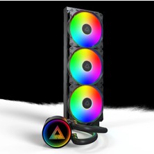 Montech Lightflow Argb 360 Siyah – Ultra Sessiz Aıo Sıvı Cpu Soğutucu, 3100 Rpm Pompa, Üçlü Sessiz Fanlar, Üstün Isı Dağılımlı Yüksek Verimli Radyatör, Intel ve Amd Uyumlu,