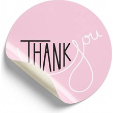 Koliciabla Pastel Pembe Thank You Sticker (4X4CM) - 48 Adet  Zarafetin En Sade Hali