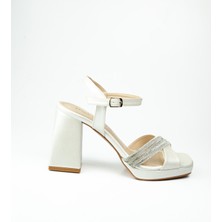 Miss Park Moda 98-1 Sedef Taşlı Çapraz Topuklu Abiye Kadın Ayakkabı