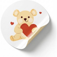 Koliciabla Sevimli Ayıcık Sticker Etiket (4x4cm) - 54 Adet  Paketlerinize Tatlı Bir Dokunuş