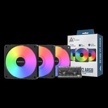 Montech GF120 V2 Argb Siyah  Pwm Hidrolik Rulman Fanı 3lü Paket+Kontrolcu
