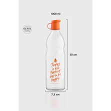 Renga Zen Yazı Desenli 1000 ml Cam Şişe 182049 Turuncu
