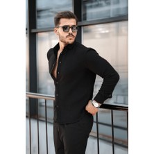 Erkek Müslin Kumaş Gömlek Rahat Kalıp